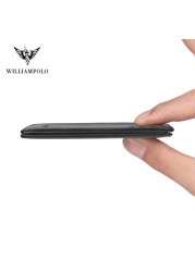 Williaampolo 100% Genuine Leather Men Wallet RFID Card Holder Wallets for Man Slim Small Wallet Small Money Bag Male Purses