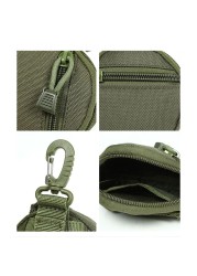 Portable Mini EDC Pocket Coin Purse Wallet Keychain Outdoor Sports Wireless Headphone Pack Waist Belt Carrying Bag with Hook