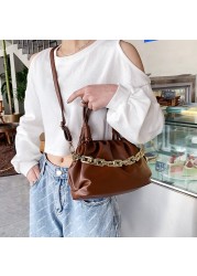 HOCODO 2022 New Fold Women's Fashion Handbag Qian Women's Shoulder Bag PU Leather Pleated Messenger Bag Solid Color Women