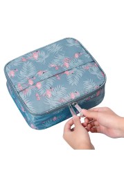 Travel Cosmetic Bag with Flamingo Patterns for Women, Zipper Trunk Makeup Bag, Storage Bag, Toiletry Box