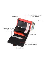 DIENQI Thin Luxury Leather Wallet Security Men Women Card Holder Wallet Ridge Wallets Small Purse Red Magic Wallet 2021 Walet