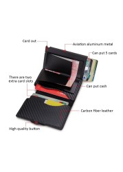 DIENQI - Carbon Fiber Leather Anti RFID Wallet For Men Women Slim Mini Wallet Card Holder