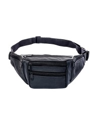 Portable Men Leather Waist Bag Multi Pockets Storage Fanny Pack Bag