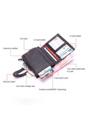 DIENQI - Large Credit Card Holder, Carbon Fiber Card Holder, Anti-magnetic, with RFID Lock, Minimal Security, Coin