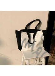 Agnes student double-faced tote bag canvas bag women's shoulder bag simple fresh wind large capacity portable canvas bag