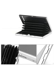 Fashion Aluminum Magnetic Card Holders Women Men Metal Cowhide RFID Credit Card Business Card Holders Organizer Wallet Purse