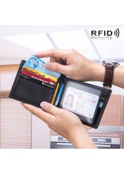 Rfid - Genuine Leather Carbon Fiber Wallet for Men, Genuine Leather Men Wallet with Card Holder, Small Wallet, Black Wallet