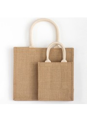 Durable Jute Shopping Bag Large Capacity Reusable Women Girls Travel Beach Bag Portable Bag Storage Organizer Handbag