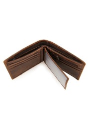 GENODERN Patchwork Pattern Cowhide Male Wallet Small Wallet for Men Genuine Leather Wallets Brown Male Purses Men Wallets