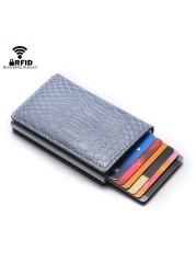 RFID Women Credit Card Holder Aluminum Metal Wallet Ladies Small Slim Business ID Card Holder Card Holder Bag Card Holders Pass Holder