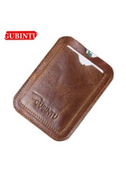 GUBINTU Genuine Leather Card Wallet Simple Design ID Card Holder Traffic Card Pocket Classic High Quality Brand Male Wallet