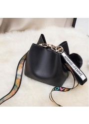 Women Buckets Bag With Colorful Strap Shoulder Bag PU Leather Shoulder Bags Brand Designer Ladies Camouflage Messenger Bags