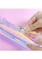 Small Transparent Cosmetic Bag Laser Pen Bag Cute Travel Makeup Bag Women Holographic Brush Bags Student Small Pencil Pouch