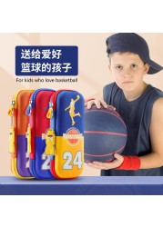 Pen bag boy girl primary school students high school three-storey stationery basketball double-layer waterproof cool pencil case