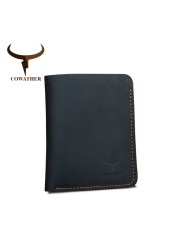 COWATHER Crazy Horse Leather Men Wallets Vintage Genuine Leather Wallet for Men Cowboy Top Leather Thin to Put Free Shipping