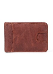 GENODERN Casual Small Wallet for Men Genuine Leather Male Slim Short Wallets Small Wallet with Card Holder Pocket Wallets