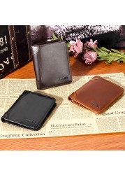 Genuine Leather Slim Wallets for Men and Women Short Credit Card Holders Coin Smart Bluetooth Wallet Man Card Holder Photo