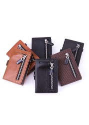 Cizicoco - Rfid Carbon Fiber Leather Card Holder for Men Anti-Metal Carbon Leather Card Holder Simple Steel Pocket Wallet