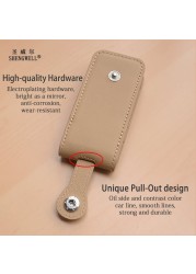 Pull-out key case holder first layer cowhide household keys storage bag simple creative universal car key protective cover