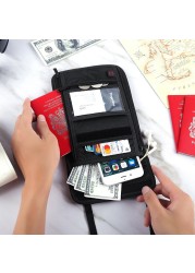 Unisex Hanging Neck Travel Bag, Waterproof Nylon, Transparent, ID Card Package, Multifunctional Portable Wallet