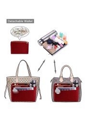 New Popular Women Makeup Organizer Felt Cloth Insert Bag Multifunction Travel Cosmetic Bag Girl Toiletry Storage Liner Bags