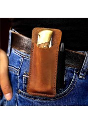 EASYANT Leather Pocket Bag, EDC Organizer, Strap, Clip, Buck 110 Space Pen