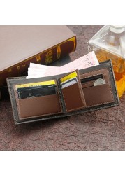 Men Wallet Money Bag Solid Color Leather Business Small Wallet Vintage Famous Male Wall Coin Purse