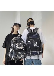 graffiti backpack laptop men canvas school bags teenage large cartoon letters printing backpacks travel bag sac mochila