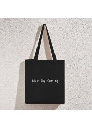 Butterfly Letters Printed Shopping Bags Women Canvas Cotton Cloth Shoulder Bags Women Eco Reusable Grocery Shopper Handbag