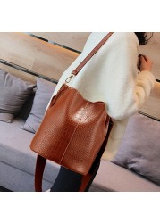 Crocodile Retro Women's Shoulder Bag Large Capacity Shoulder Bag Luxury PU Leather Bucket Bag 2021