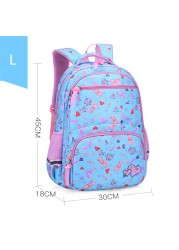 Cartoon Floral Print School Backpack For Girls , 1-6 Orthopedic School Bags For Girls