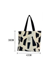 Korean women's shoulder bag canvas handbag large capacity messenger bag designer 2022 fashion geometric printed casual tote bags