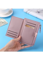 Fashion Women Solid Color Credit Card ID Card Multiple Slot Card Holder Ladies Casual PU Leather Small Coin Purse Pocket Wallet