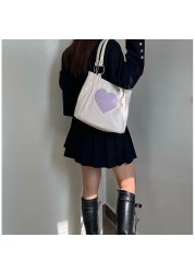 Xiuya Harajuku Kawaii Japanese Women Shoulder Bag Cute Heart Lolita Tote Bag Ladies Bags 2022 Big Shopper With Zipper