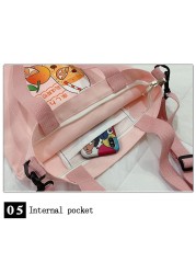 2021 women canvas shopper bag with print shopper tote bag girls summer bags female cartoon orange shoulder bag school bag