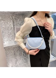 Fashion Women Nylon Underarm Shoulder Bags Pearl Color Small Bags Casual Lady Clutch Luxury Brand Designer Handbags