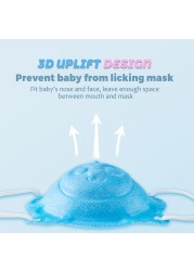 5pcs/box Newborn Infant 0 to 16 Months Old Kawaii Animal Modeling Solid Color 3D Mask Disposable Infant Mask