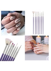 7pcs Nail Design Painting Pen Brush UV Gel Nail Polish Row Dotting Builder Drawing Carving Nail Art Brush Set Manicure Tools Por