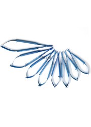 Microscopic instruments 12.5 cm small scissors, serrated conjunctiva, forceps probes, hooks, spoons, beaters, forceps