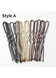 50pcs/bag 5/6/7cm U Shape Alloy Hairpins Bar Hair Clips Simple Metal Bobby Pins Barrettes Wedding Hairstyle Tools Hairpins