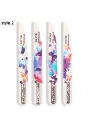 10pcs/lot Wooden Nail Files 100/120/150/180/240 Butterfly Printed Strong Emery White Wood Files Buffer UV Gel Polisher Tools