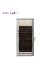 Sung high quality eye lashes false eyebrow extensions 12 lines per tray. No eyelash curl. 4 color dark brown light brown