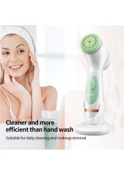 CkeyiN 3 in 1 Electric Facial Cleaning Brush Silicone Rotating Face Brush Deep Cleaning Exfoliating Skin Exfoliating Cleanser 50