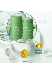Green Tea Mask Solid Face Mask Oil Control Stick Moisturizing Cleaning Mask Acne Treatment Blackhead Removing Pores Purifying