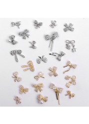 Nail Art Jewelry Net Red Nail Art Real Gold Zircon Bow Jewelry Micro-inlaid Nail Diamond Decoration G-2287 Nail Art Decorations