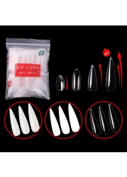 500pcs Extra Long Full Cover Stiletto Nail Tips XXL Long Tips Sharp Almond Acrylic False Nail Art Tips 10 Sizes DIY Finger