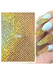 1 Sheet Nail Art Holographic Fish Scales Shaped Sticker Self Adhesive 12 Colors Nail Foil Decals Manicure Adhesive Laser Decals