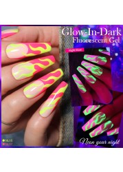 Born Pretty Pink Color Luminous Gel Nail Polish Glow In The Dark Neon Fluorescent Soak Off UV LED Top Coat Semi Permanent Varnish