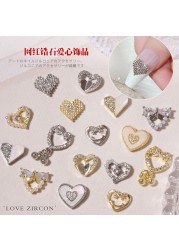 3pcs nail art love zircon color preserved super flash three-dimensional diamond smiley nail accessories love necklace