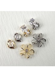 New nail art real gold zircon jewelry light luxury rose flower twisted heart cat eye four leaf clover flower nail sticker